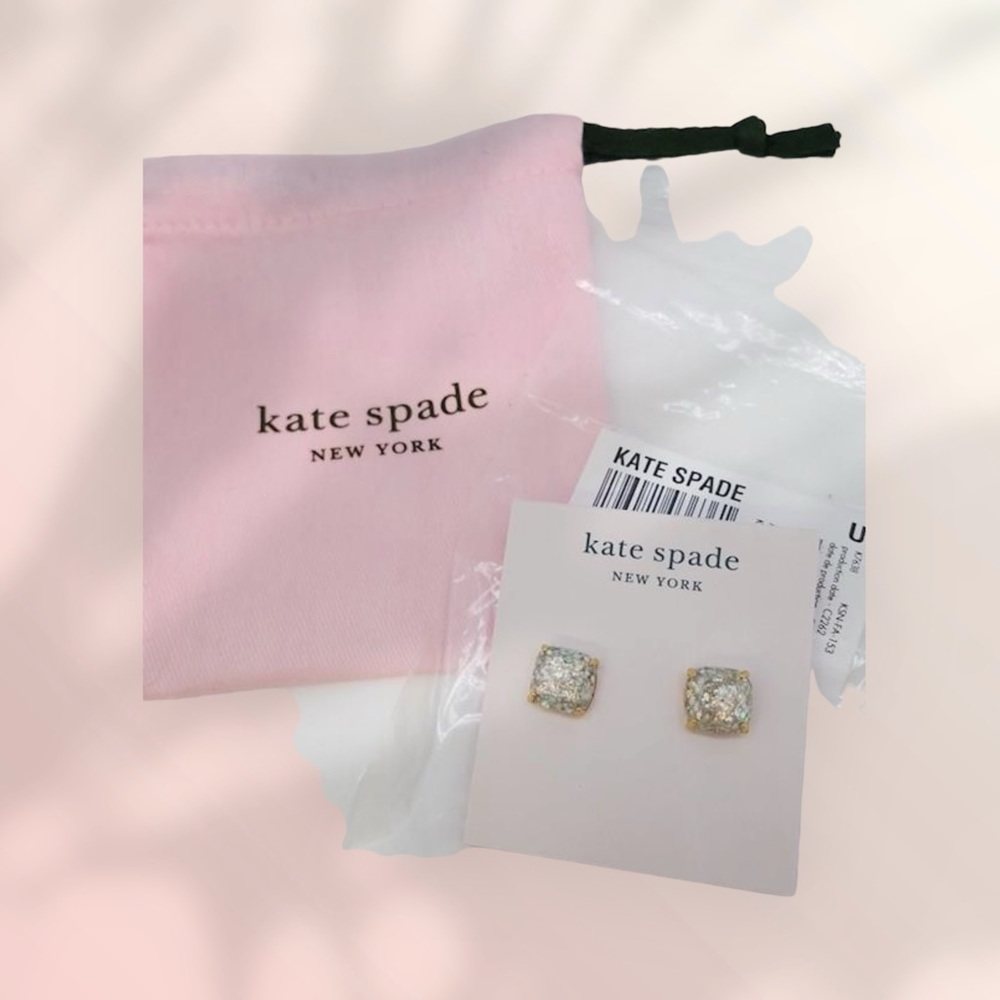 Kate Spade New York Sparkly Square Stud Earrings NWT $32.00 with Pouch